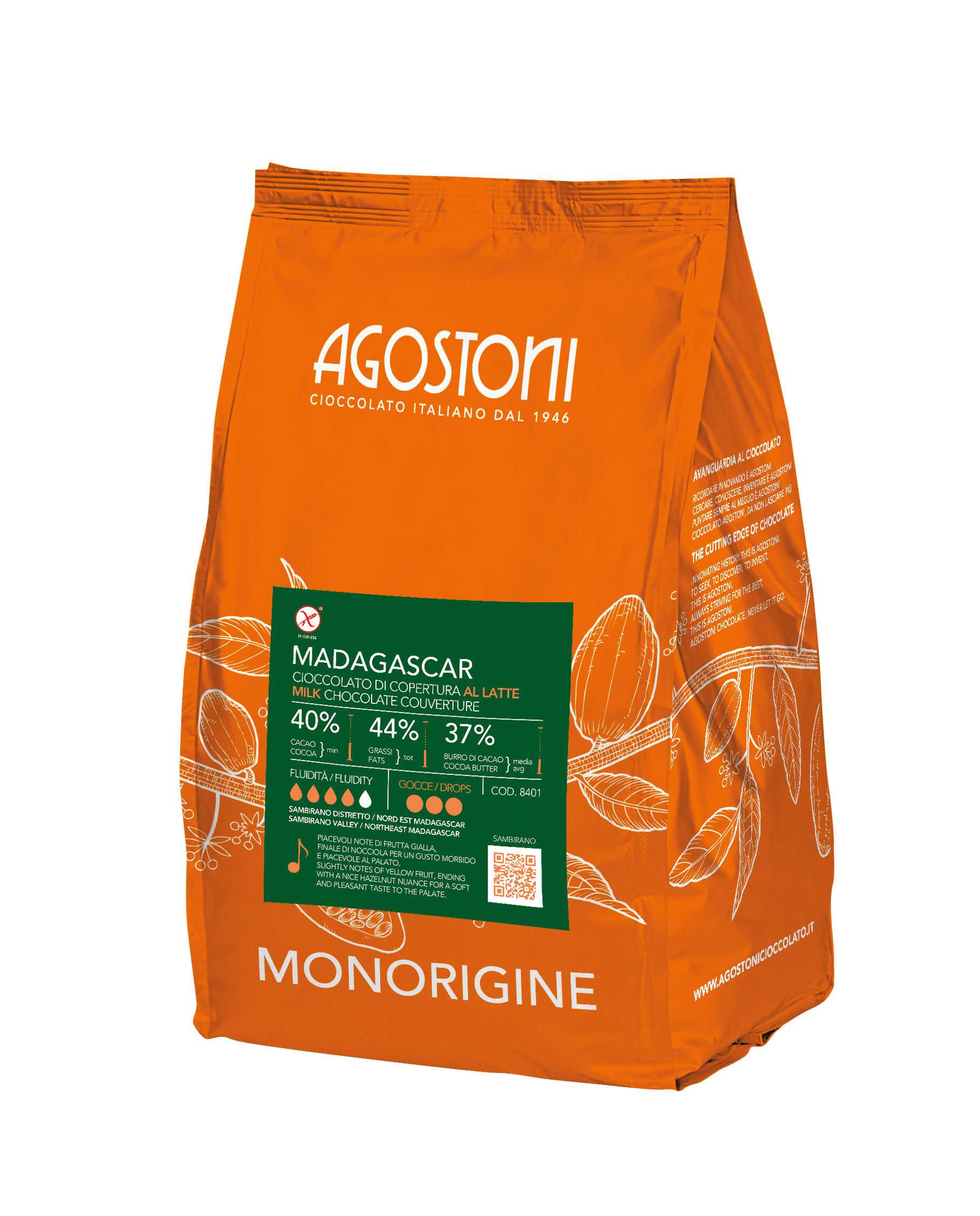 Agostoni Madagascar Milk Chocolate Couverture 4kg